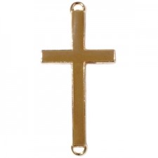 Metal connector charm Cross 46x23mm Gold - brown